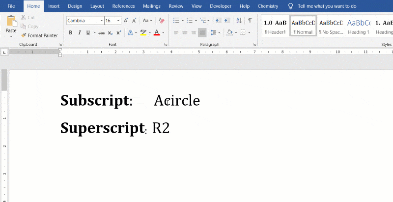 subscript on word document subscript on word document