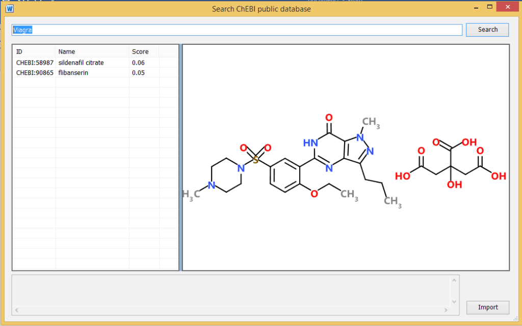 Importing chemical structure of complex molecules like sildenafil citrate