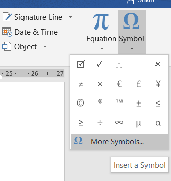 Insert More Symbols in Word