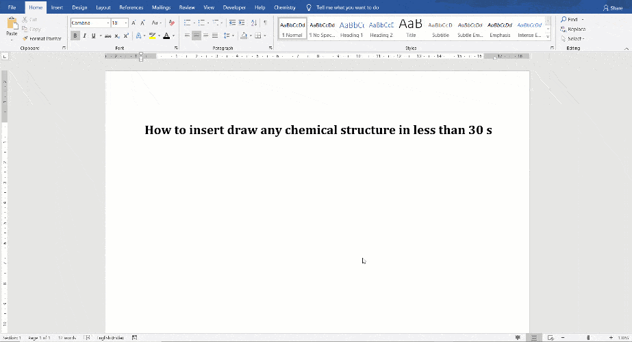 Add chemical structure in Ms Word in less than 30 sec.