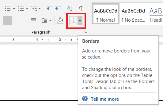 paragraph borders to remove line line in word