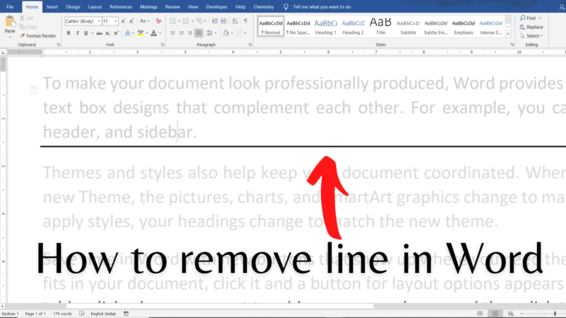 how to remove blue line under text in word