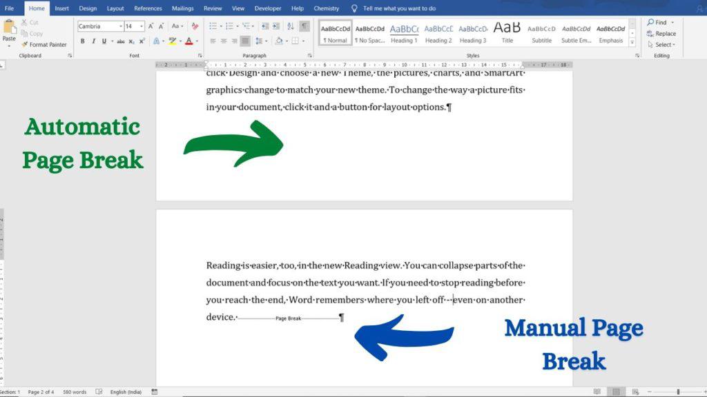 Manual vs Automatic Page Break