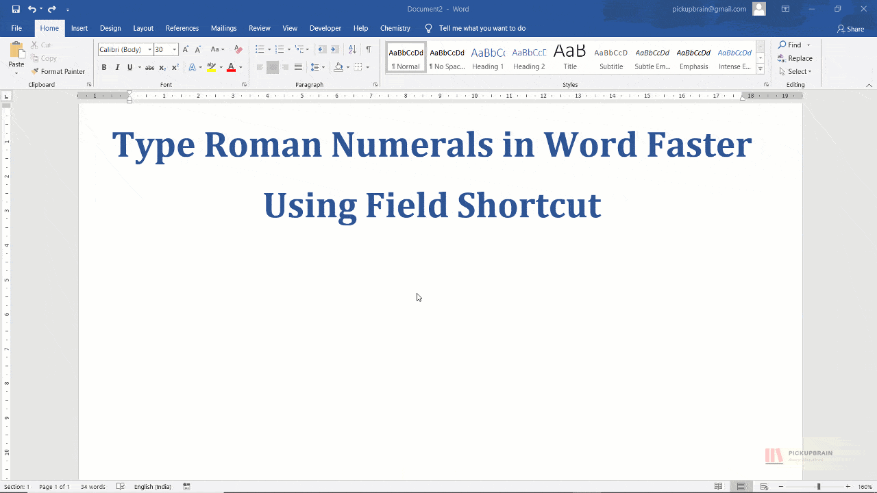 Quickest way to insert Roman Numerals in Word