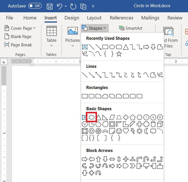 Draw Circle in Word