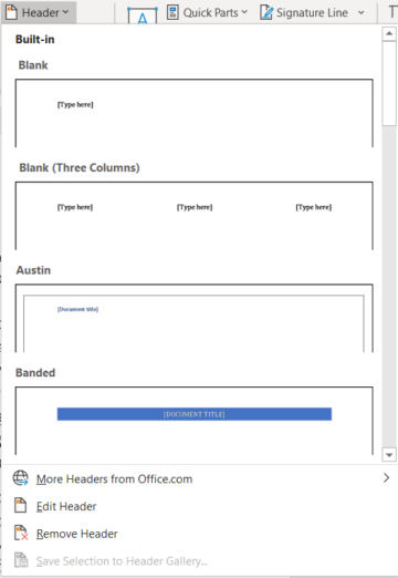 put a header only on first page in word