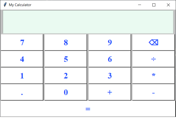 Look of sample Python GUI calculator. 