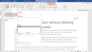 how to insert page number in word without deleting header
