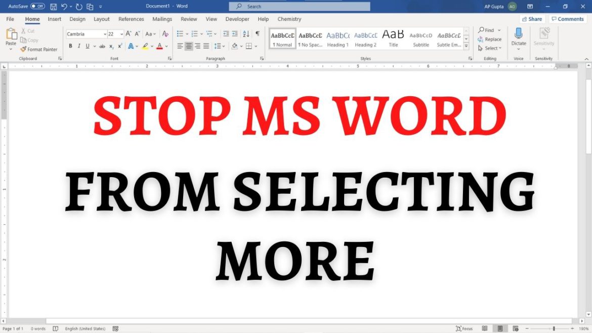 How to stop Ms Word from selecting more than you need