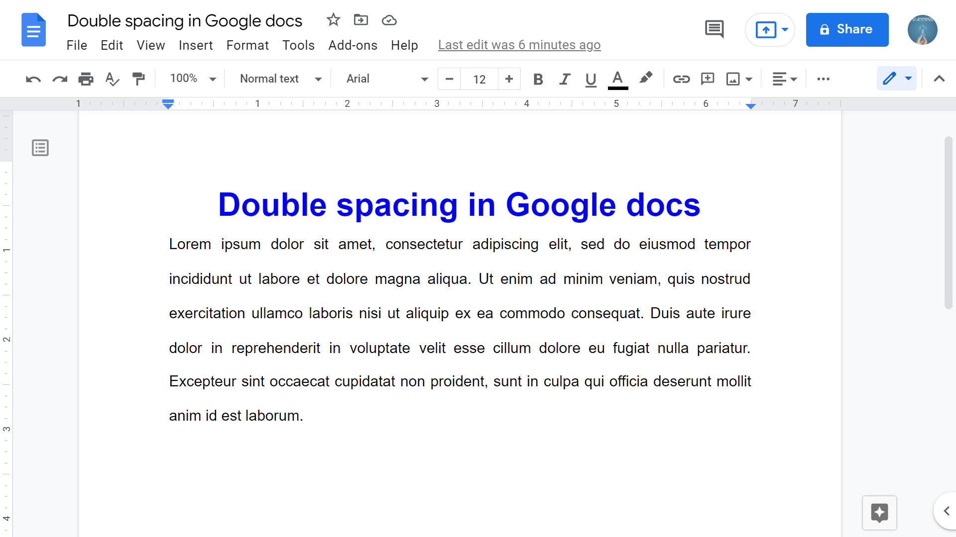 how to do double spacing in google docs