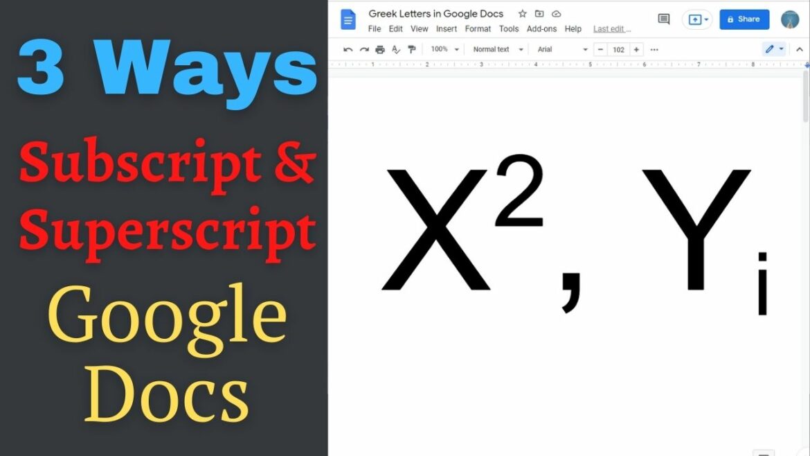 How to quickly type subscript and superscript in Google docs