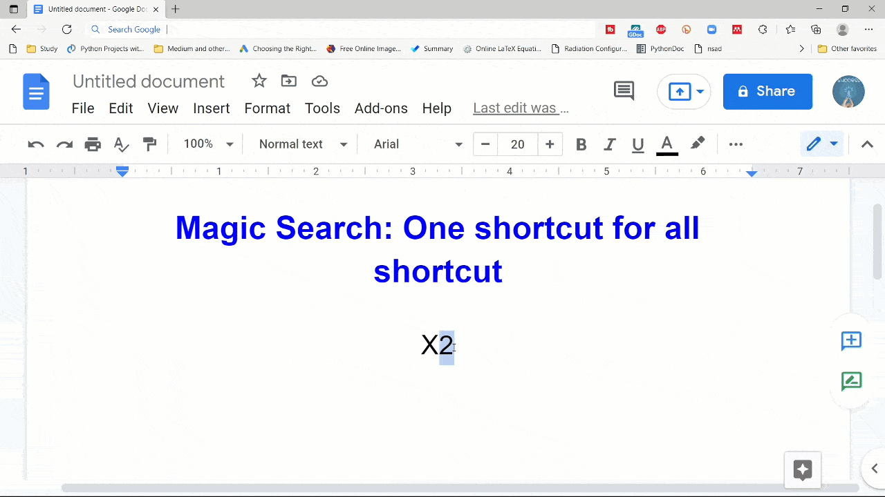 All in one Google docs shortcut