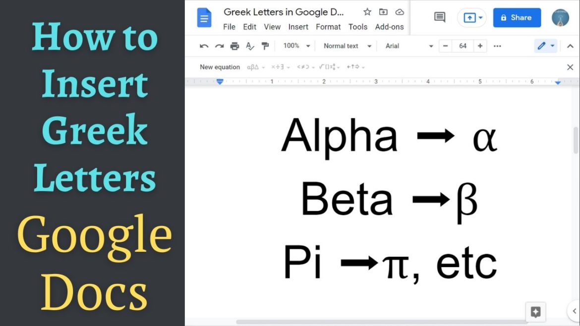 Simple way to insert Greek Letter in Google Docs