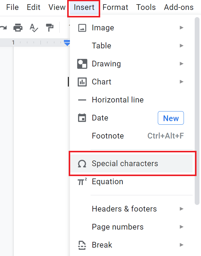 Insert special characters including Greek Alphabets in Google Docs