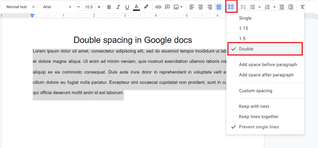 how to make an essay double spaced on google docs