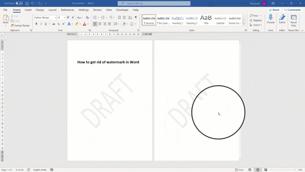Easy step by step process to remove watermark in Word