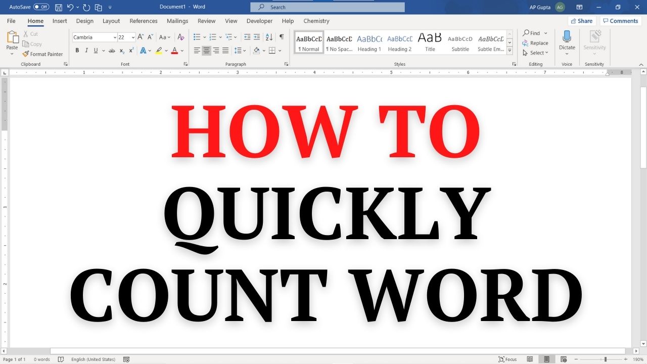 How to quickly count number of words in Word