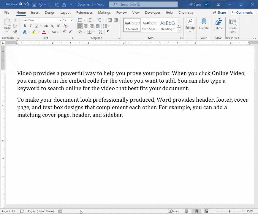 How to show word count in Ms Word