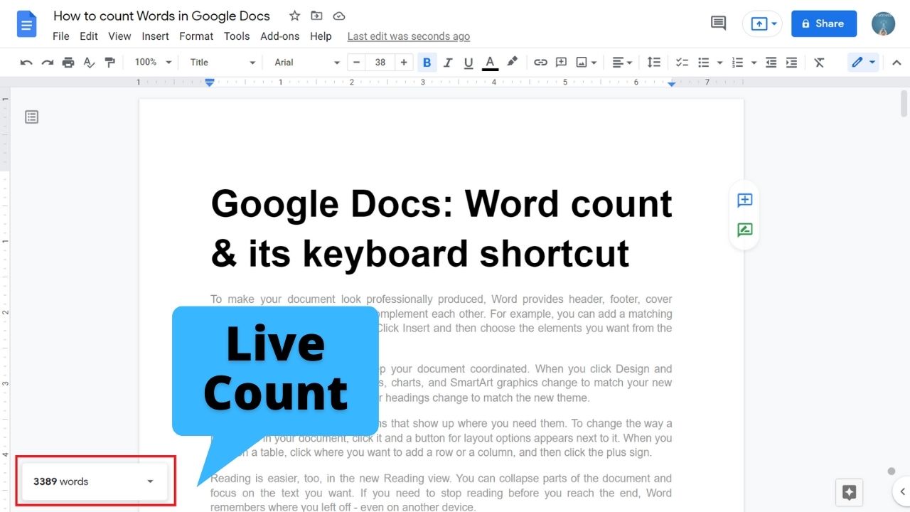 How to count words in Google Docs