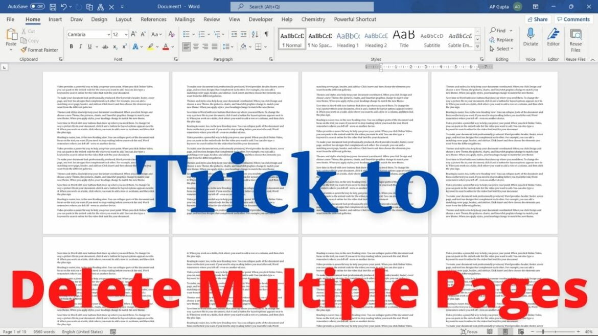 Shortcut to delete multiple page (range of pages) in Ms Word