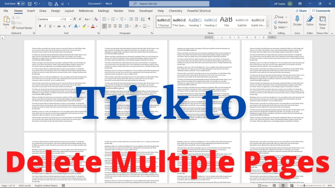 Trick to delete multiple pages in Word