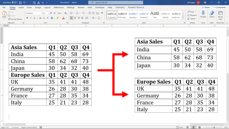 How to split a table into two tables in word archives pickupbrain be smart