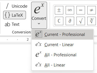 Converting LaTeX equation to Ms Word