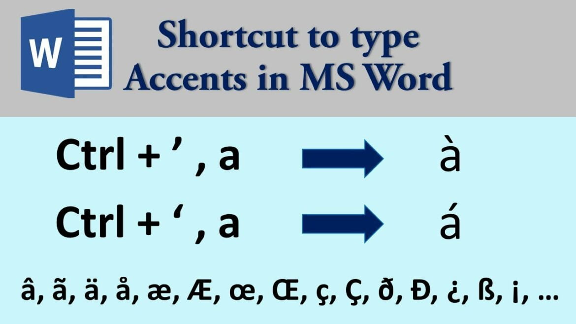 Keyboard shortcut for accents in Word | Type any accents (or Diacritical Mark) in Word with ease