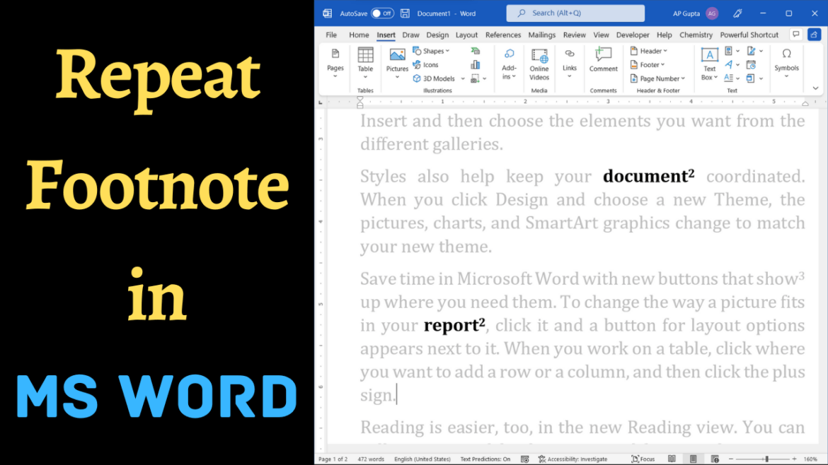How to repeat footnote in Ms Word | Refer same footnote twice in Word