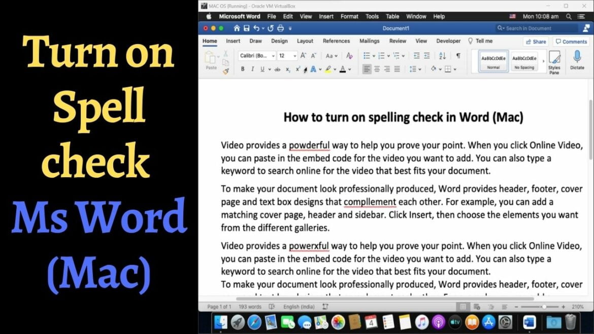 How to turn on the spell check in Ms Word (Mac)