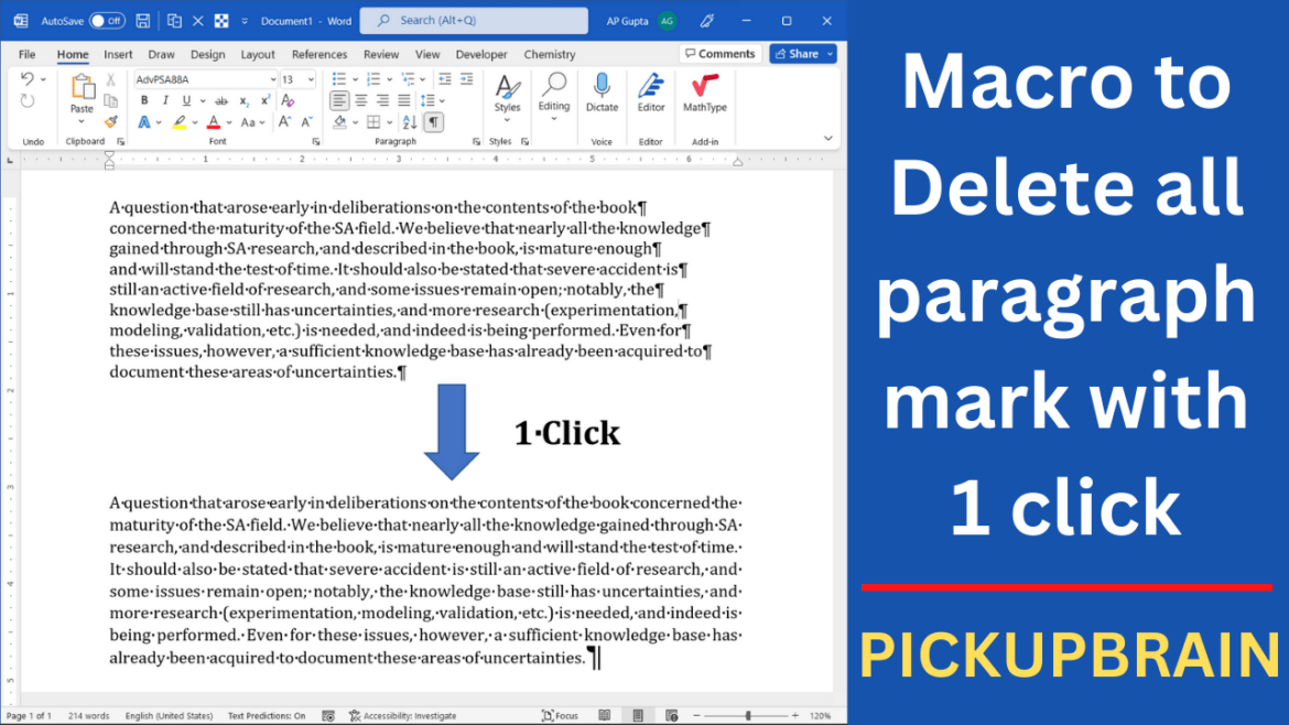 Ms Word Macro to delete all paragraph mark or new line character