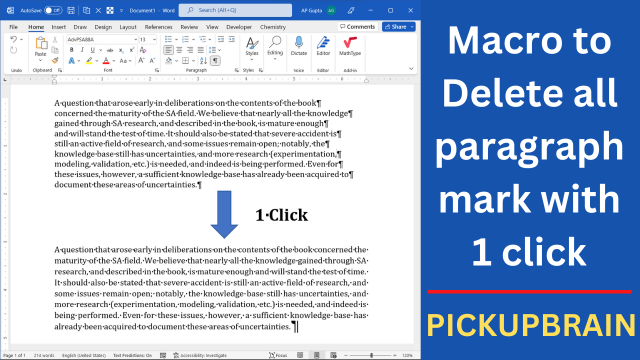 Macro to delete all new line character from selected text in 1 click