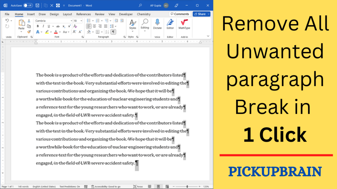 Simple trick to remove unwanted line break in Ms Word while copy/paste in 1 click