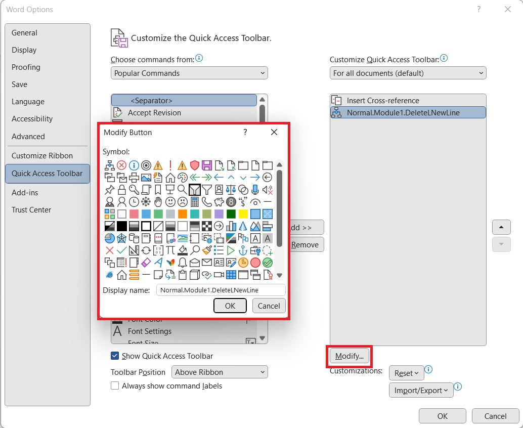 assign icon to macro