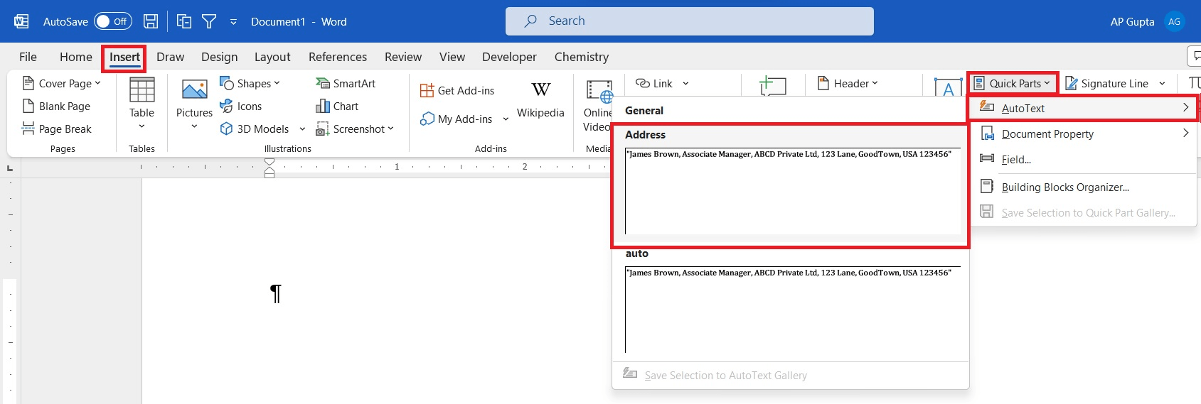 Create reusable text snippets in Ms Word with Auto Text (Windows & Mac ...