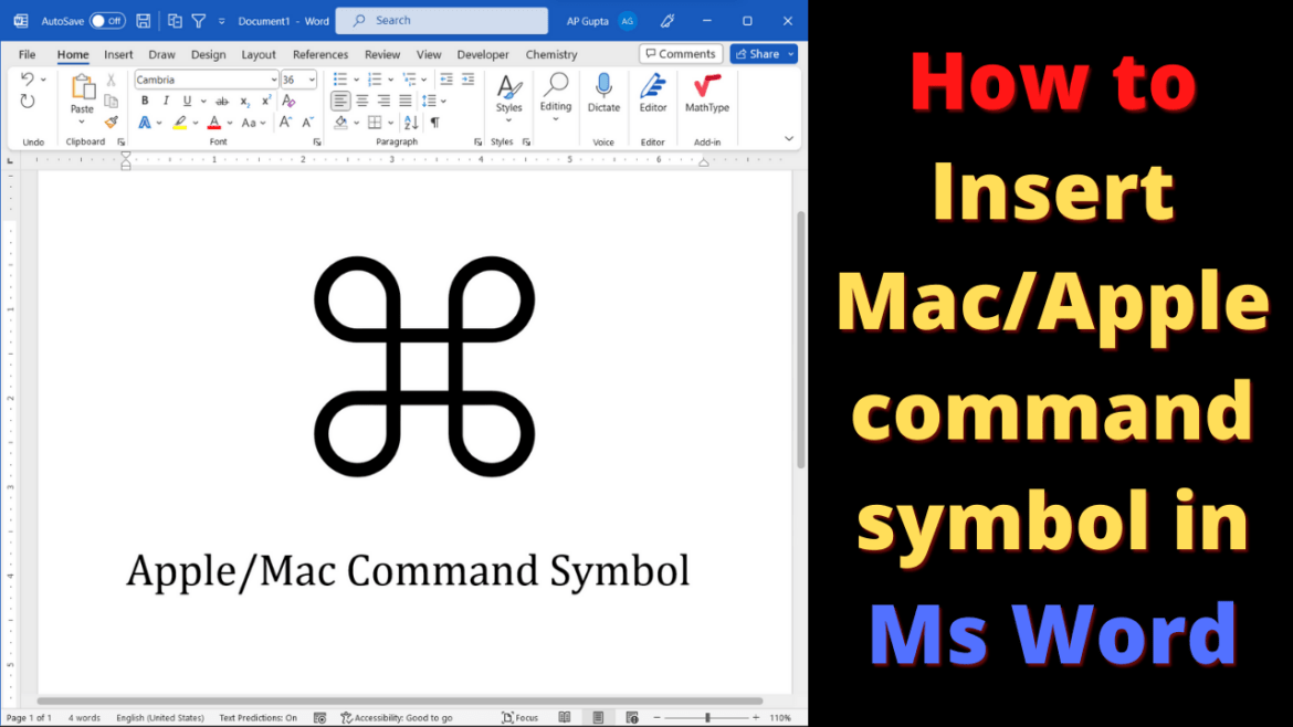 How to insert Apple command symbol (⌘) in Ms Word