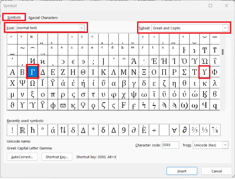 How to type the Gamma Symbol (Γ or γ) in MS Word - PickupBrain: Be Smart