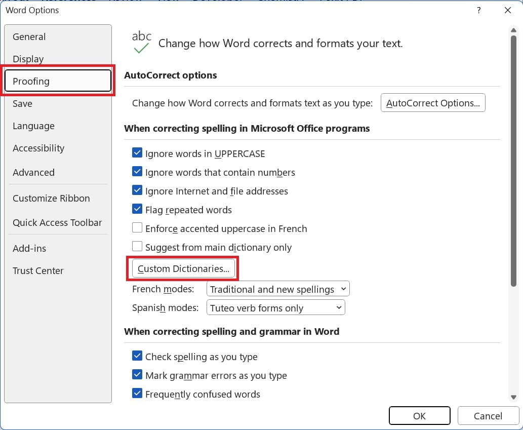 open dictionary in Ms Word