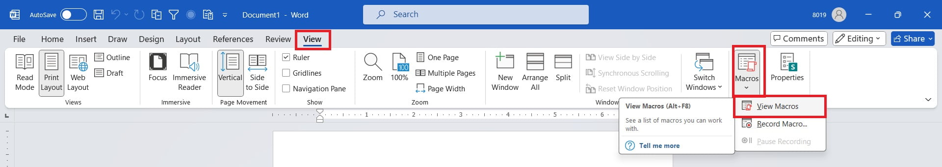 Insert macro in Ms Word