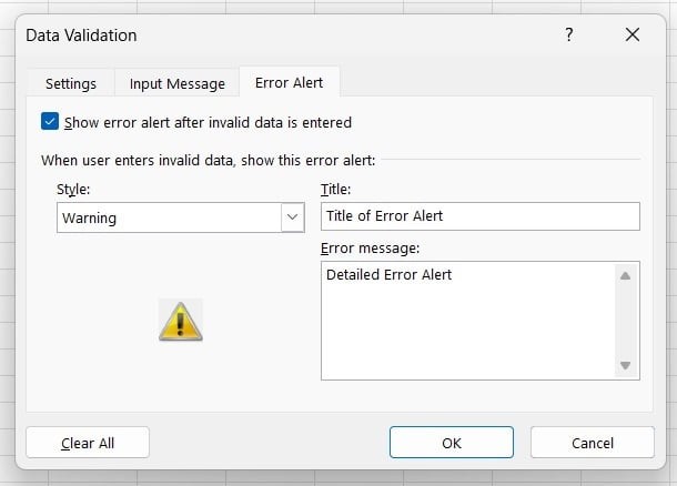 How to add error alert to dropdown list