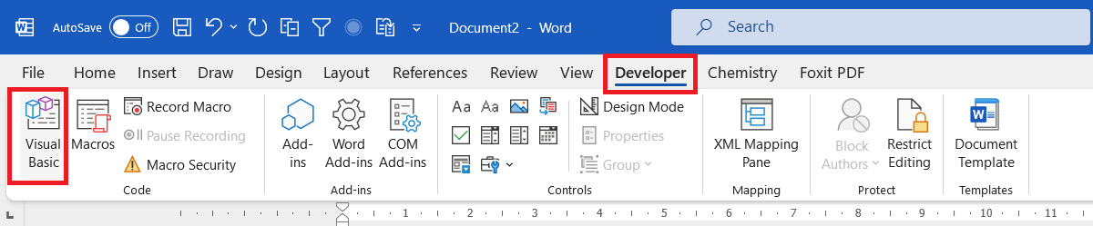 open visual basis window in Ms Word
