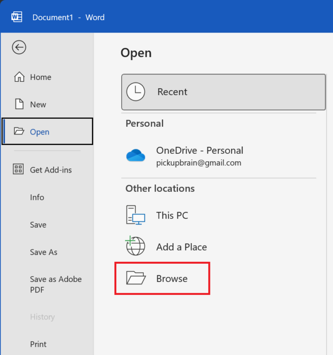 Open file in word